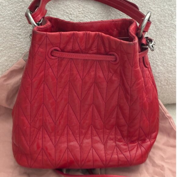 Miu Miu Matelassé Nappa Leather Bucket Bag - Picture 9 of 15